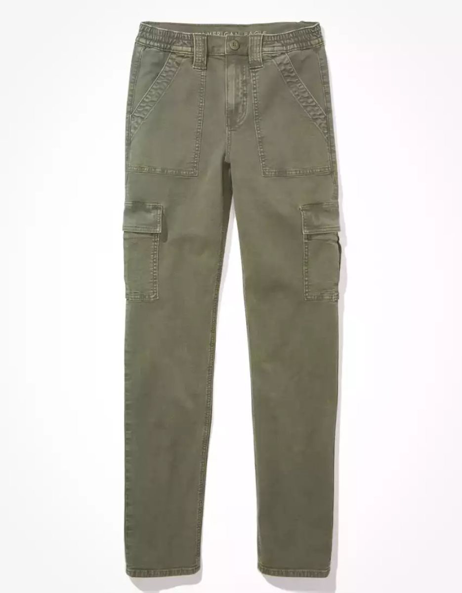 Jean American Eagle AE Stretch Cargo Droit Pant Vert Olive Femme | LDU-98546466